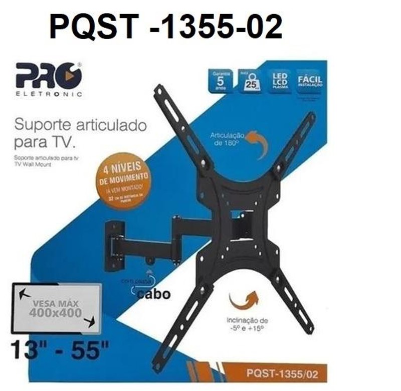 SUPORTE TV ARTICULADO 04 MOVIMENTOS - PQST -1355-02