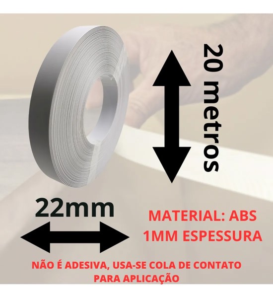 FITA DE BORDA 22MM COM 20 METROS - ASTI / CINZA