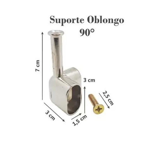 SUPORTE CABIDEIRO CROMADO - CANTO 90° OBLONGO "L"