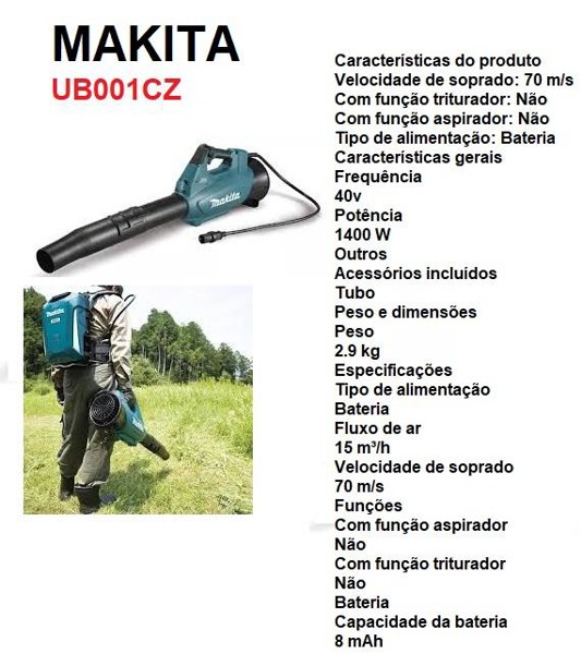 SOPRADOR A BATERIA 40V MAKITA - UB001CZ