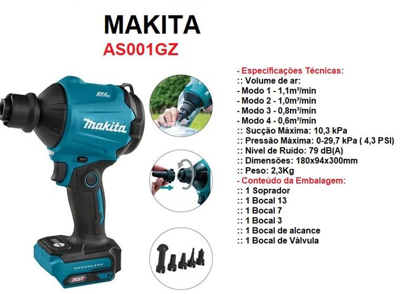 SOPRADOR A BATERIA 40V XGT MAKITA - AS001GZ