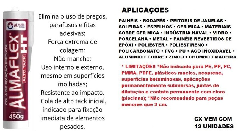 SILICONE ADESIVO ALTO TACK HT400 ALMAFLEX COM 450G