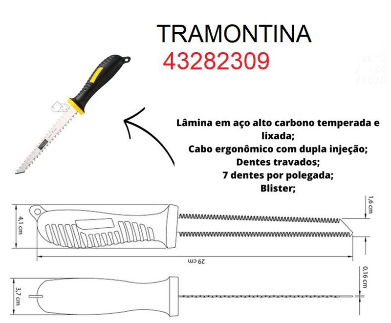 SERROTE PARA DRYWALL DUPLO 6" 300MM TRAMONTINA - 43282309