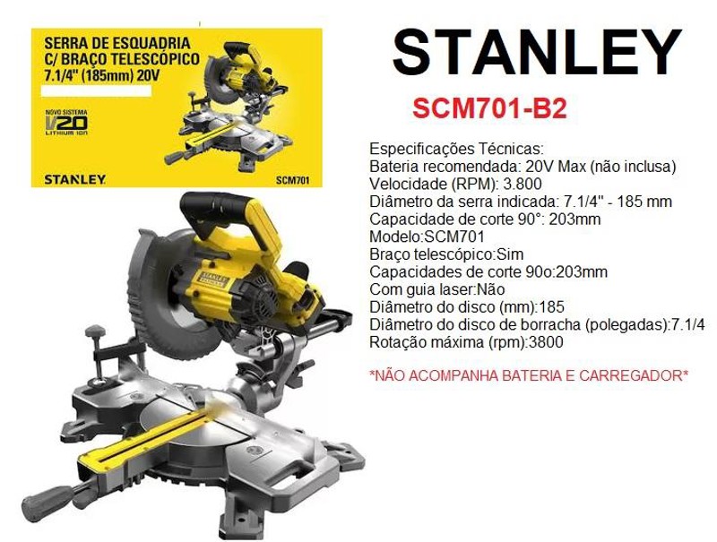 SERRA MEIA ESQUADRIA 10" A BATERIA 20V MAX STANLEY - SCM701-B2