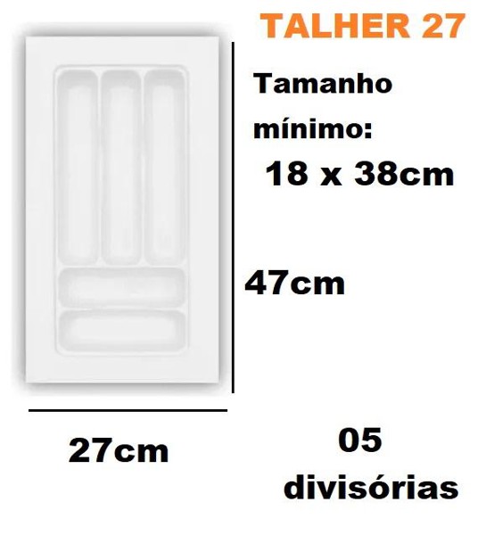 DIVISOR DE TALHER BRANCO 27X47CM