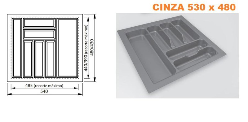 DIVISOR DE TALHER CINZA FGVTN 540X480MM