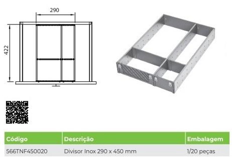 DIVISOR TALHER INOX FGVTN 290X450MM - ARMACAO