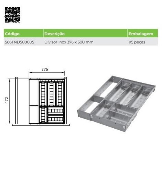 DIVISOR TALHER INOX FGVTN 376X500MM - COMPLETO