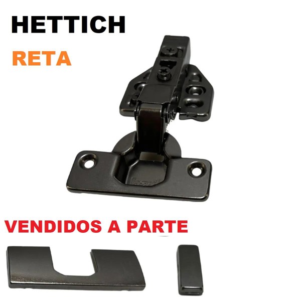 DOBRADICA CLICK 110° HETTICH - BLACK RETA AMORTECEDOR SEM CALCO