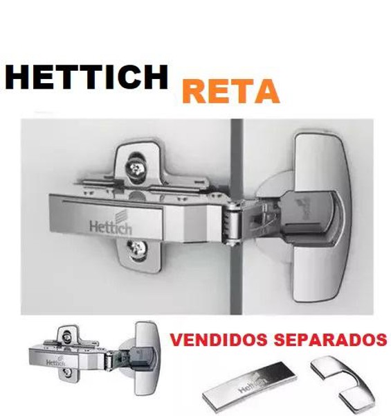 DOBRADICA CLICK 110° HETTICH - RETA CROMADA AMORTECEDOR SEM CALCO - 9071205