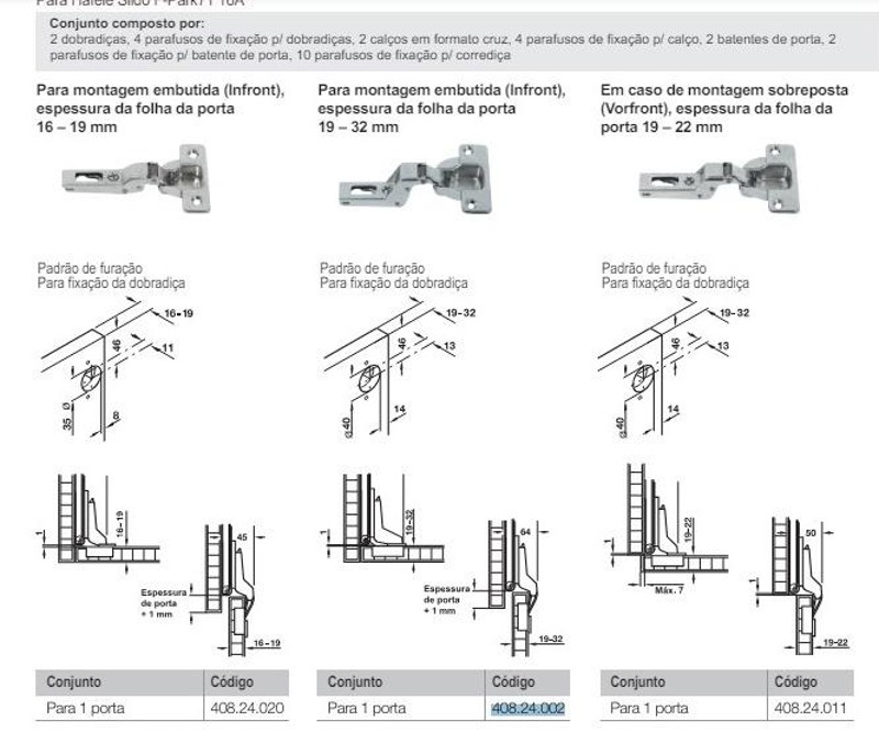 KIT 02 DOBRADICAS SUPERCURVA PORTA ESCAMOTEAVEL HAFELE - 408.24.002