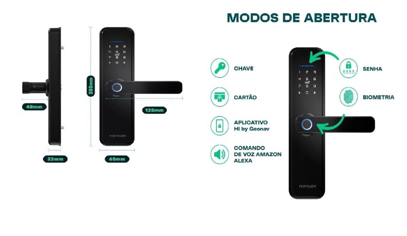 FECHADURA DIGITAL ELETRONICA INTELIGENTE FORTEZZA - FZE01BK