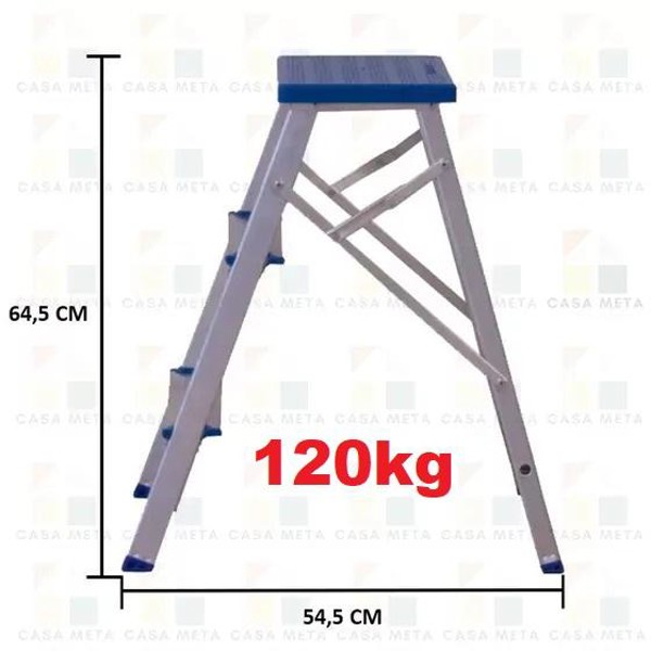 BANCO ESCADA ALUMINIO 03 DEGRAUS COM 64CM - ESC0071