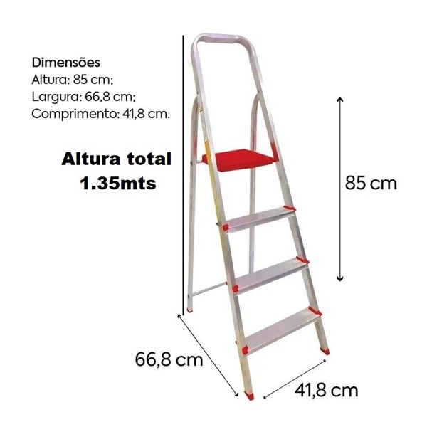 ESCADA ALUMINIO 04 DEGRAUS COM 1,35MTS