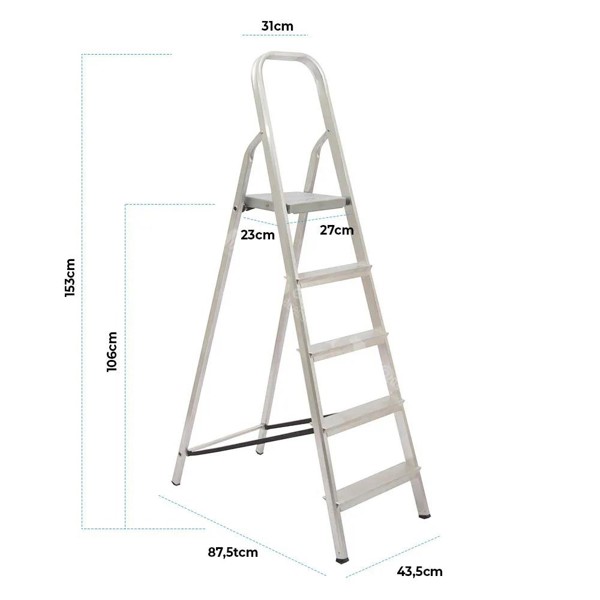 ESCADA ALUMINIO 05 DEGRAUS COM 1,58MTS