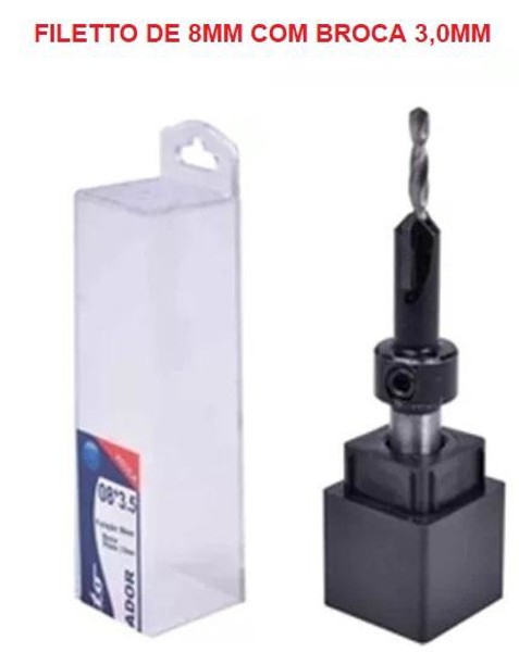 ESCAREADOR CONICO FILETTO DE 8MM COM BROCA 3,0MM