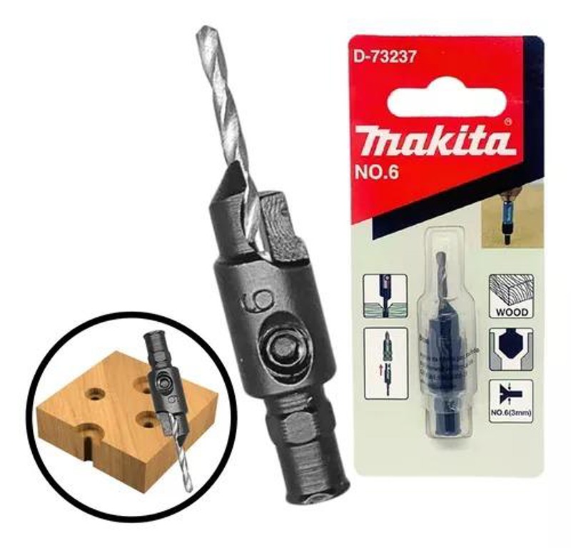 ESCAREADOR CONICO MAKITA DE 6MM COM BROCA 2,5MM - D-73237