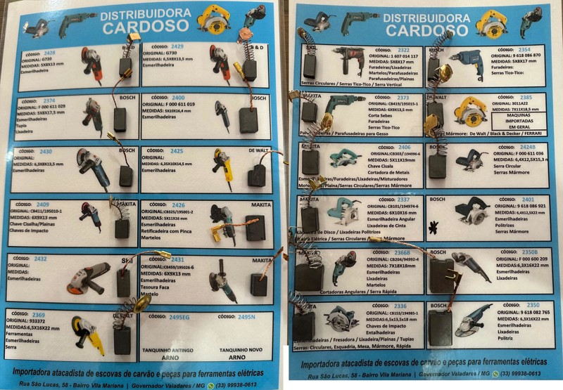 ESCOVA DE CARVAO PARA MAQUINAS BLACK DECKER 5X8X13MM - ESMERILHADEIRA G720 - 2428 (01 PAR)