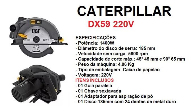 SERRA CIRCULAR 185MM COM 1400W CATERPILLAR - DX59 220V
