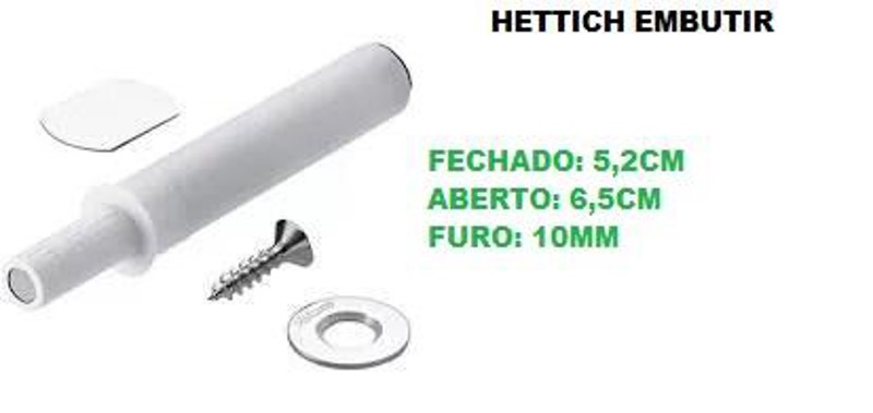 FECHO TOQUE HETTICH EMBUTIR - BRANCO - 14-215-265-A