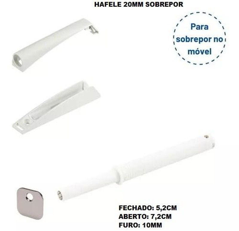 FECHO TOQUE KPUSH SOBREPOR 20MM HAFELE- BRANCO - 356.01.601