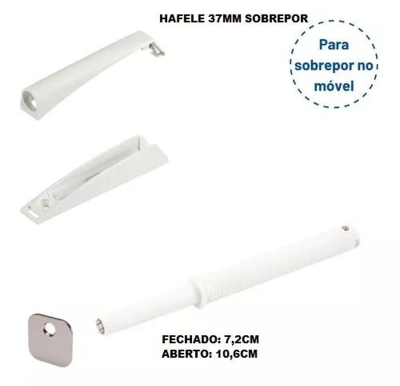 FECHO TOQUE KPUSH SOBREPOR 37MM HAFELE- BRANCO - 356.01.600