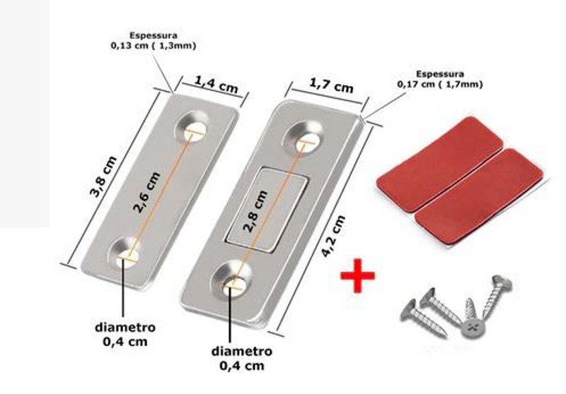 FECHO MAGNETICO NIQUELADO COM FITA ADESIVA MAXIMA - 22.06.0015