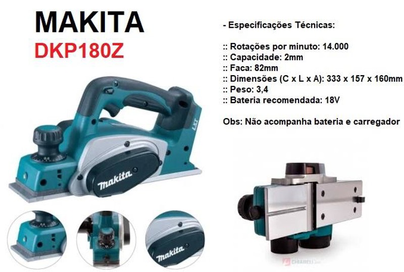 PLAINA A BATERIA 18V 82MM MAKITA - DKP180Z