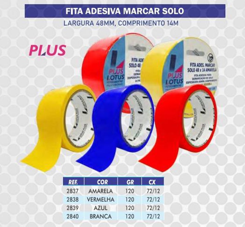 FITA ADESIVA PARA MARCACAO 48MM COM 14 METROS LOTUS - VERMELHA REF.2838