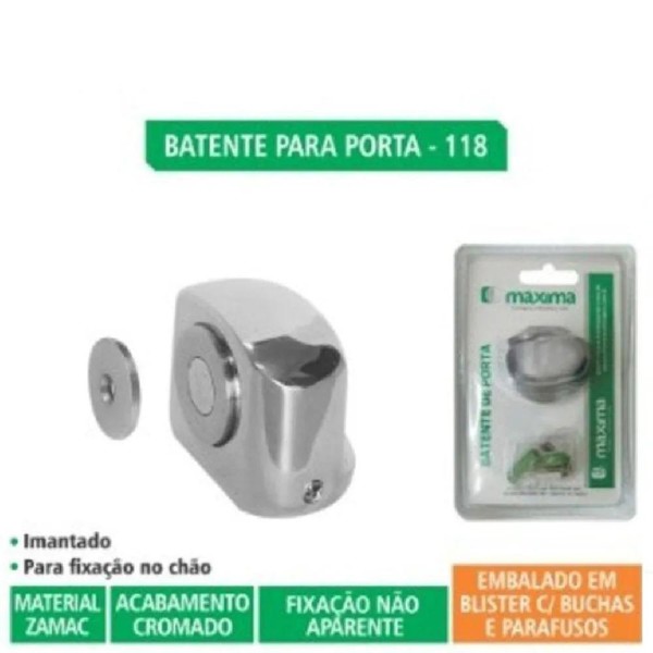 FIXADOR E PRENDEDOR DE PORTA MAXIMA - MAX118 CROMADO