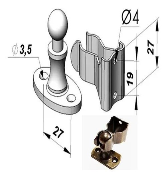 FIXADOR E PRENDEDOR DE PORTA PARA PAREDE ISERO - 112391 ANTIQUE
