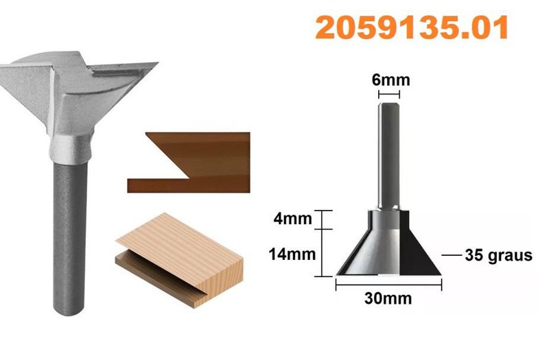 FRESA PERFIL CAVA 35° DE 30MM COM HASTE 06MM RADIX - 2059135.01