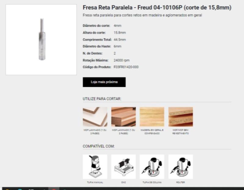 FRESA RETA DE 04MM X 15.0MM COM HASTE DE 06MM FREUD - 04-10106P