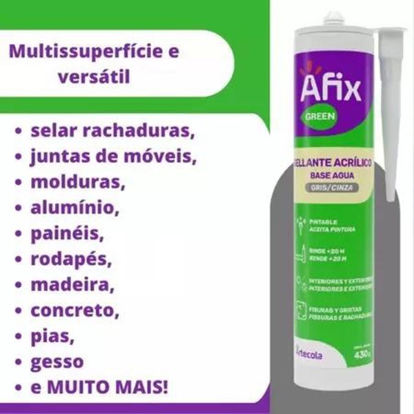 SILICONE AFIX BASE D'AGUA COM 430G - CINZA