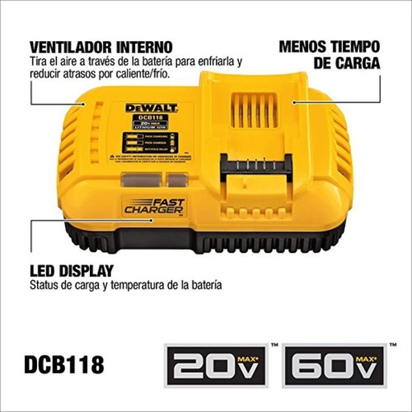 CARREGADOR PARA BATERIA 20 E 60V RAPIDO DEWALT - DCB118B