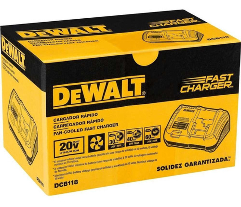 CARREGADOR PARA BATERIA 20 E 60V RAPIDO DEWALT - DCB118B