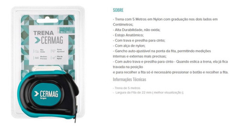 TRENA COM 05 METROS GRADUACAO 2 LADOS CERMAG