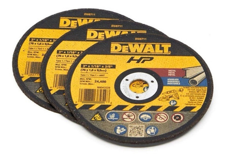 KIT 03 DISCO CORTE MINI SERRA INOX E FERRO 3" 76MM DEWALT - DW8711P3