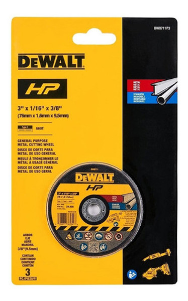 KIT 03 DISCO CORTE MINI SERRA INOX E FERRO 3" 76MM DEWALT - DW8711P3