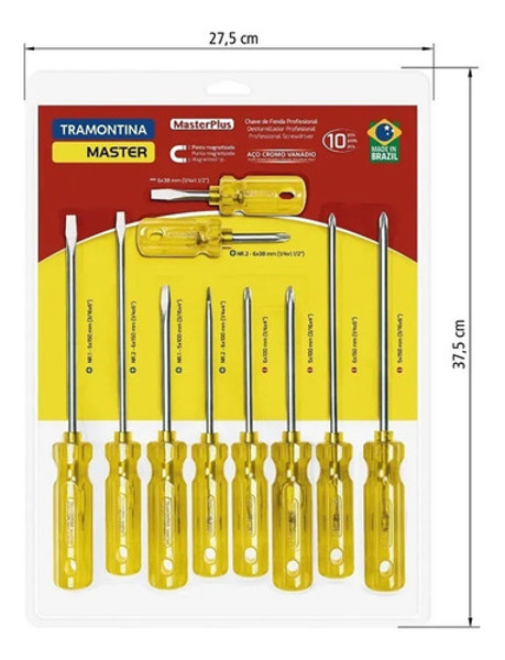 JOGO DE 10PCS COM CHAVE FENDA E PHILLIPS TRAMONTINA - 41530510