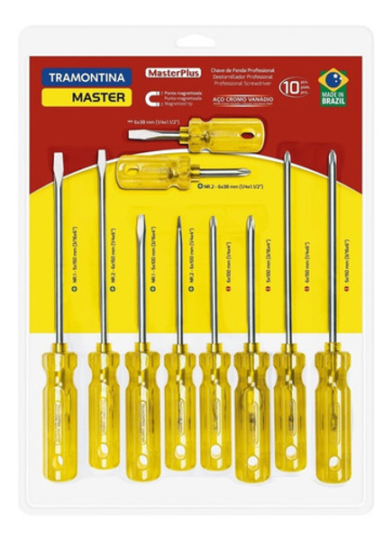 JOGO DE 10PCS COM CHAVE FENDA E PHILLIPS TRAMONTINA - 41530510