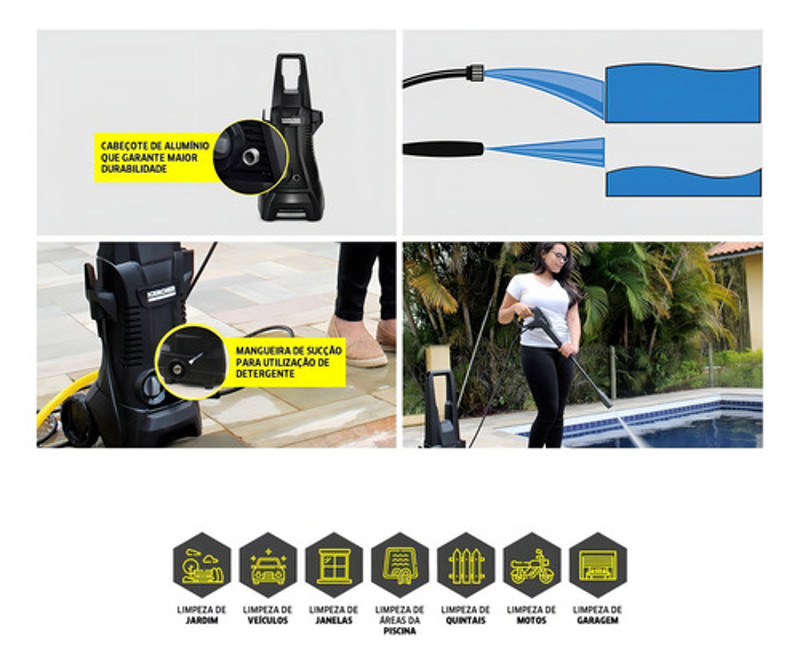 LAVADORA ALTA PRESSAO 1400W K2 PLUS TURBO BLACK KARCHER - 1.994-375.0 220V