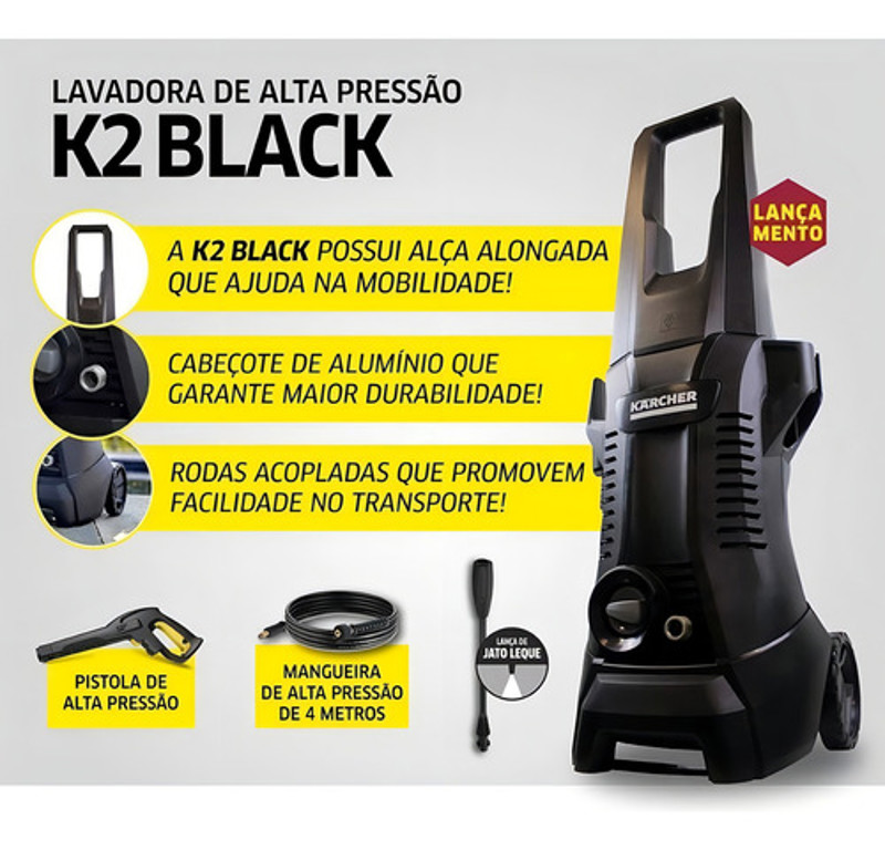 LAVADORA ALTA PRESSAO 1400W K2 PLUS TURBO BLACK KARCHER - 1.994-375.0 220V