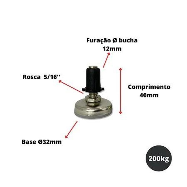 SAPATA NIQUELADA REGULAVEL COM ROSCA 5/16" HARDT - 33MM