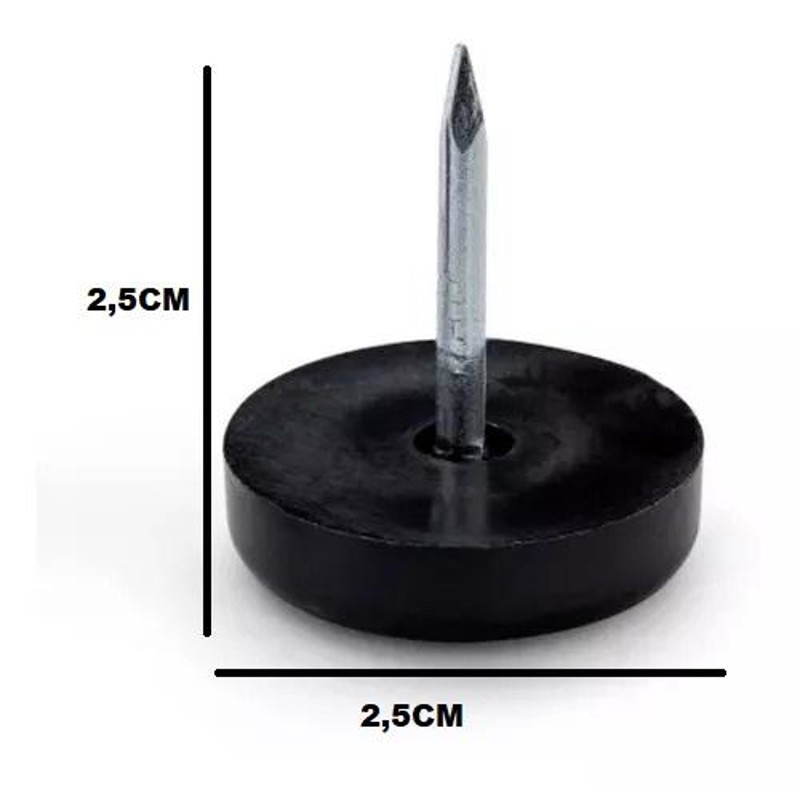 SAPATA BORRACHA COM PREGO HARDT - D25MM PRETA - L3040PR