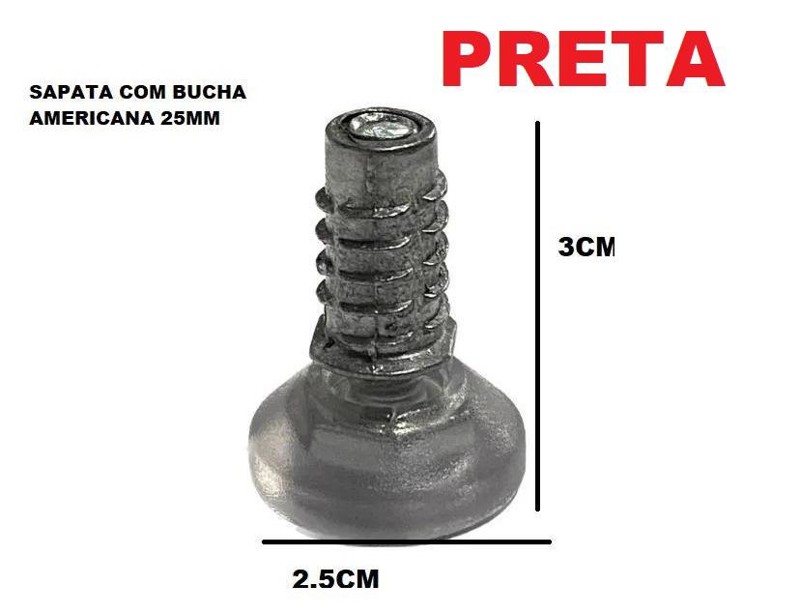 SAPATA CRISTAL REGULAVEL COM BUCHA AMERICA 1/4'' - 21MM PRETA