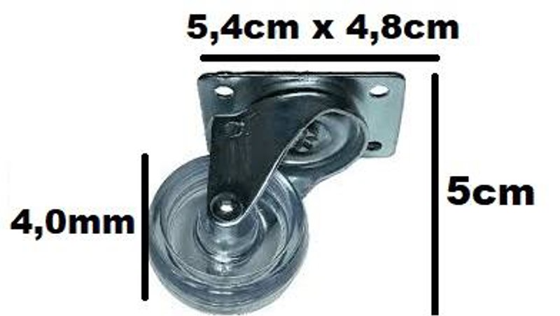 RODIZIO CRISTAL 40MM SEM TRAVA MAIOR RODILINE - (5,0CM) - SGPL 4118