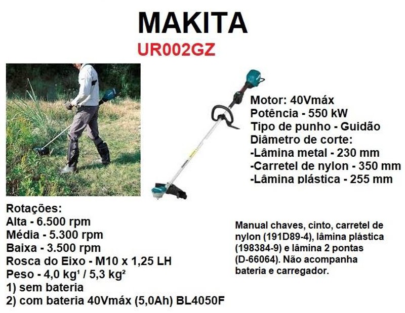 ROCADEIRA BATERIA 40V COM 550W BATERIA MAKITA - UR002GZ