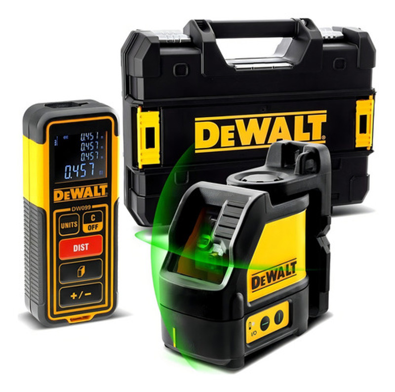 KIT NIVEL VERDE E TRENA LASER 30MTS COM MALETA DEWALT - DW0889CG-XJ