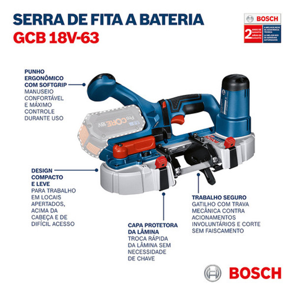SERRA DE FITA A BATERIA 18V BOSCH - GCB18V-63 - 06012A0400